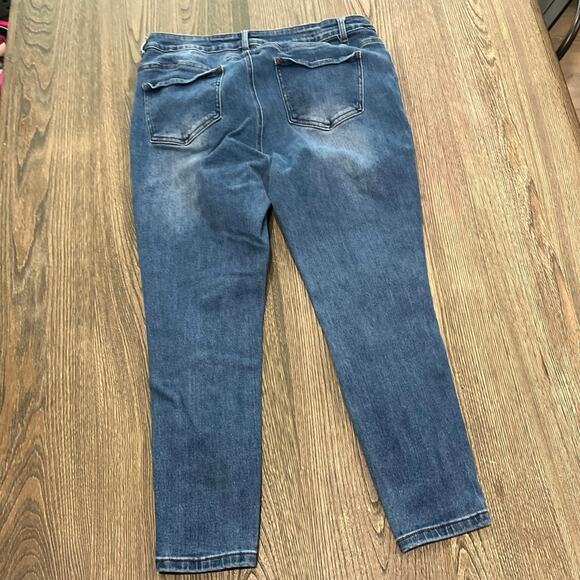 Bien Bleu Womens Skinny Jeans High Rise Distressed Denim Medium Wash Blue Sz 20 - Picture 9 of 11